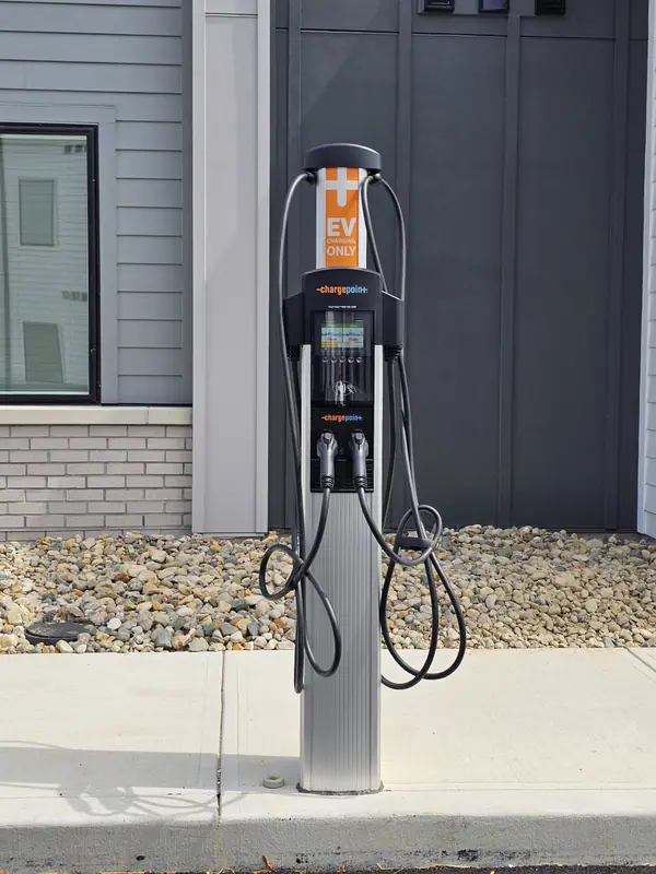 ChargePoint EV charging station outside a District Flats building